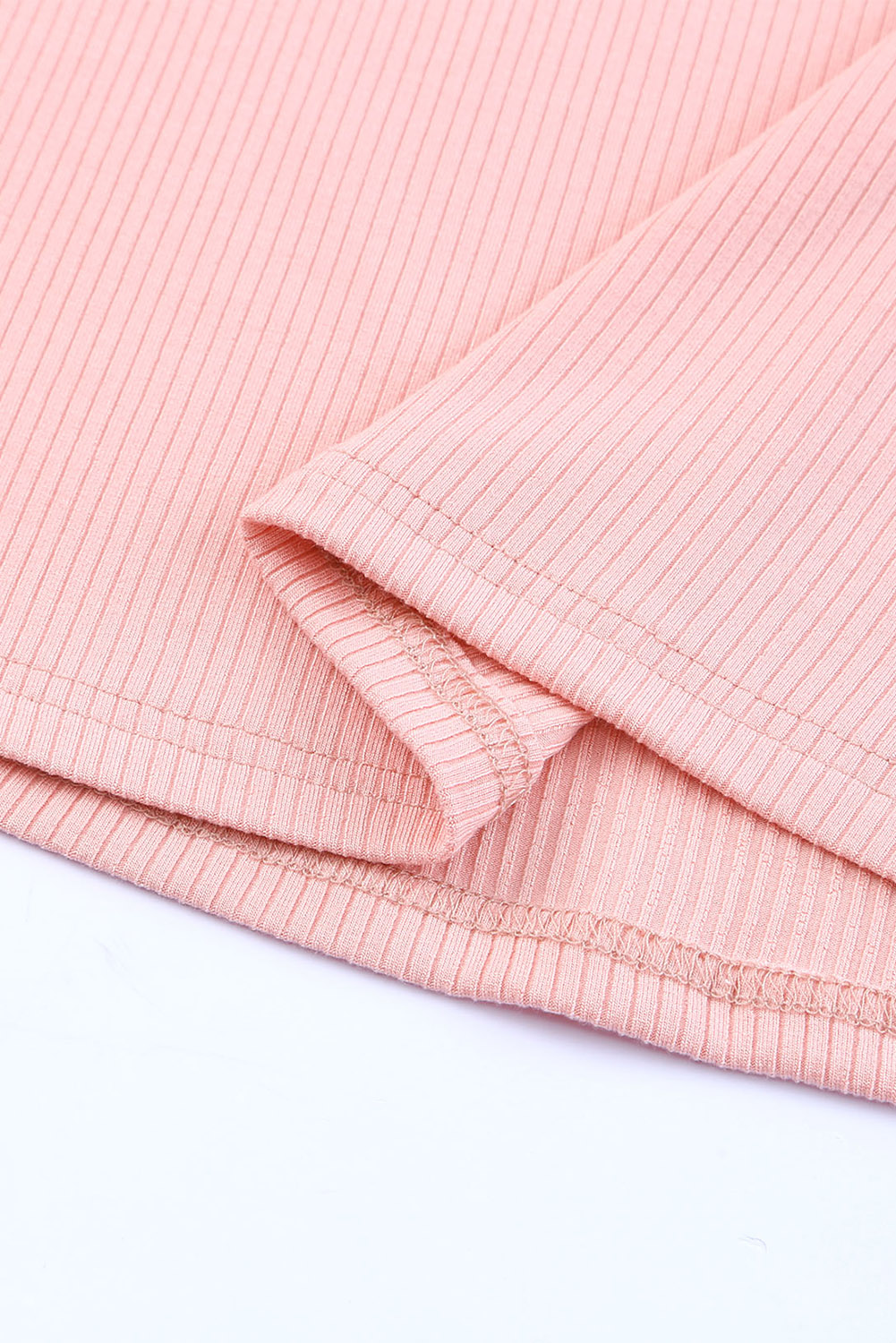 Pink Dotty Mesh Ruffle Sleeve Ribbed Knit Top - Image 8