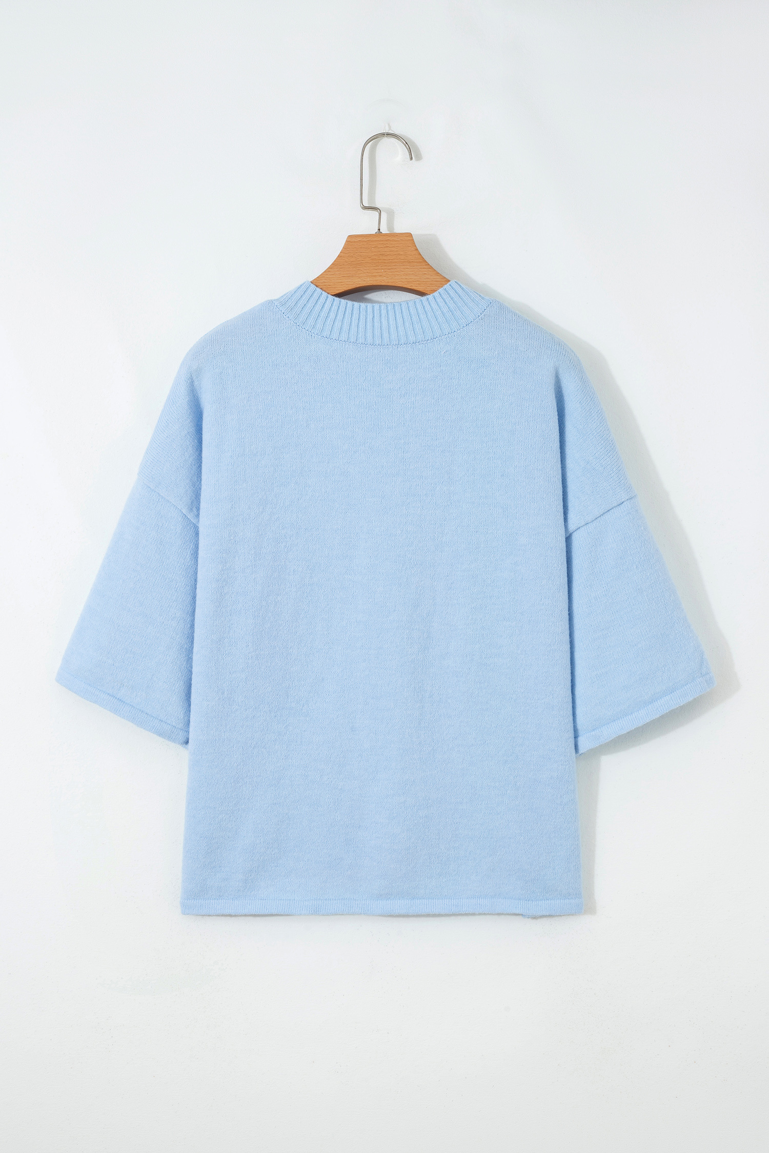 Beau Blue 3/4 Sleeve Boxy Knit Button Down Sweater Cardigan - Image 7